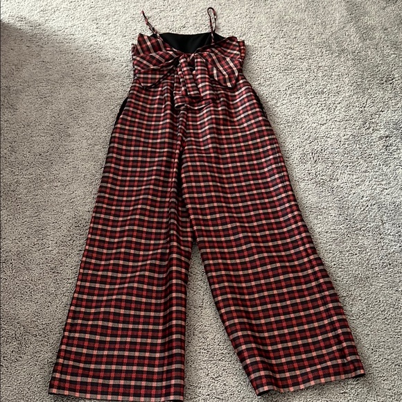 NWOT Hutch From Anthropologie Red Plaid Bow Jumpsuit - Size 4 - Picture 6 of 9